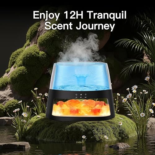 Miniatura 5 de Lámpara de sal del Himalaya 2 en 1 y difusor ultrasónico de aceite esencial, difusor de aromaterapia, humidificador de niebla fría, lámpara de