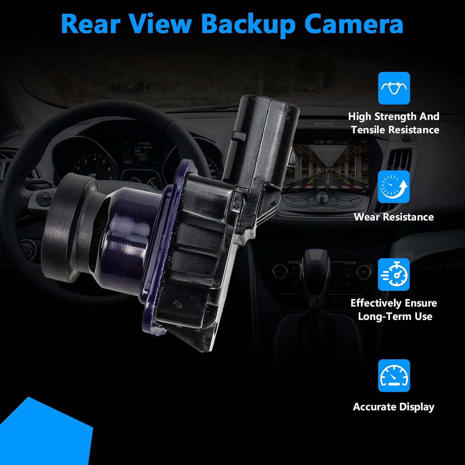 EJ5Z-19G490-A Rear View 170° HD Night Vision Backup Camera Compatible with Ford Escape 2014 2015 2016 Parking Assist Camera Replaces GJ5T19G490AD GJ5T-19G490-AB