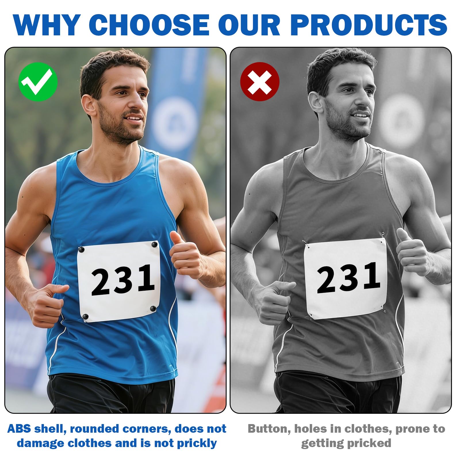 Lot de 4 supports pour numéro de dossard, aimants pour numéro de dossard, accessoires d'athlétisme, fixation pour numéro de dossard, aimants à utiliser pour marathon, convient pour les dossards