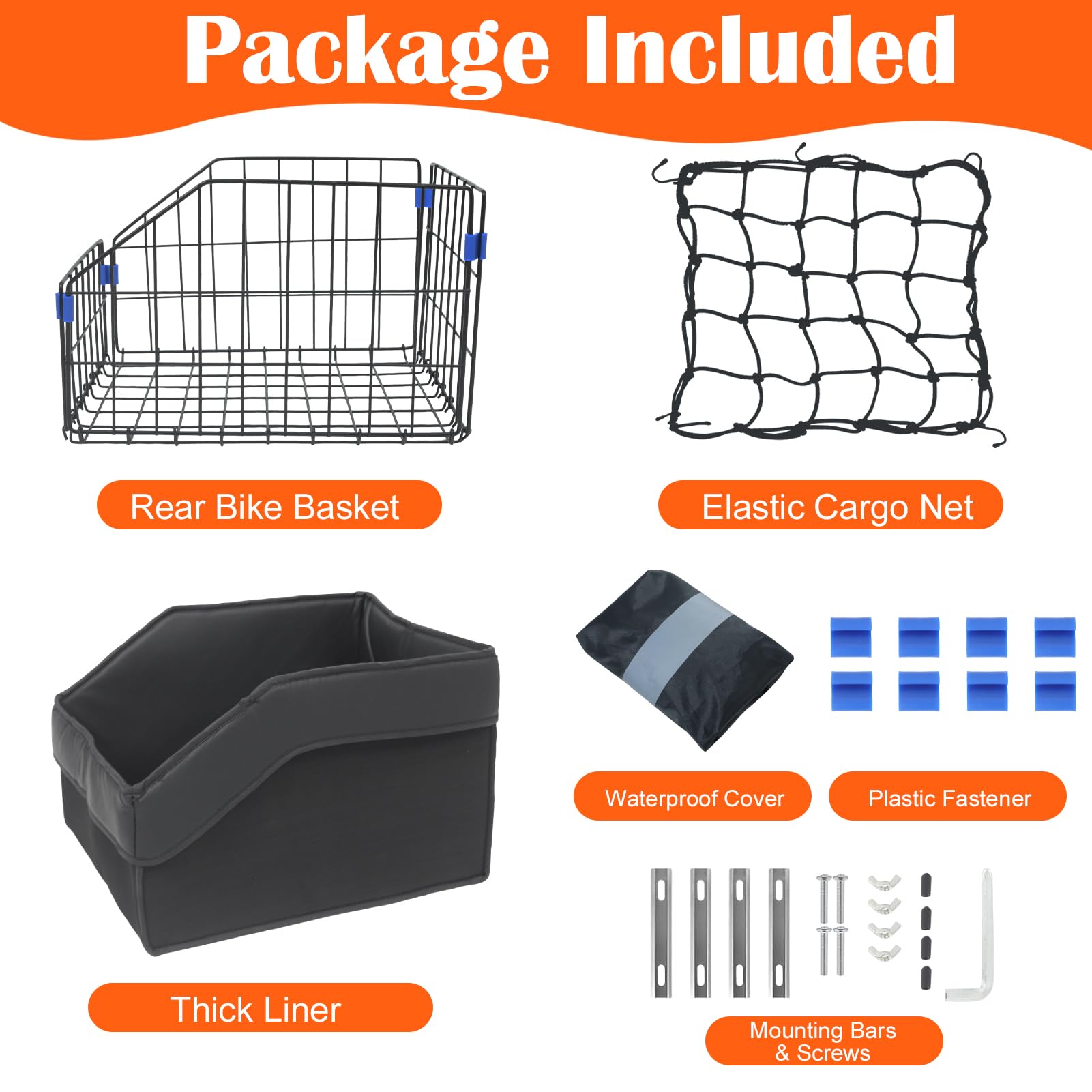 Cesta Trasera para Bicicleta Plegable Impermeable Gran Capacidad con Bolsa Gruesa y Red de Carga