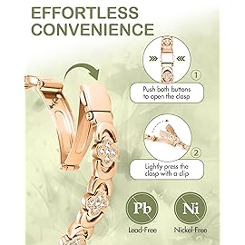 Feraco Pure Copper Bracelets for Women, Ultra Strength Magnetic Bracelet with 3800 Gauss Magnets & Sparkling Zirconia, Adjustable, Infinite Clover Jewelry (Rose Gold)