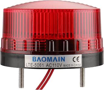 Baomain Industrial Signal Round Red Warning Light LTE-5061 AC 110V 3W for Factories & Construction