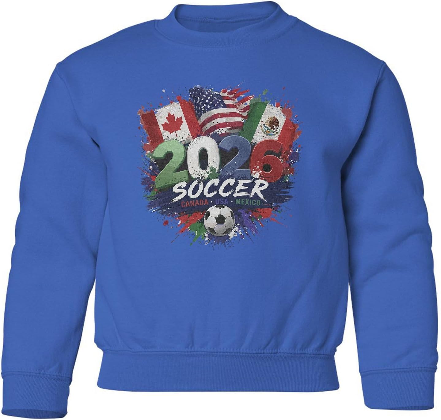 2026 Soccer Countries Flags Splash Graphic YOUTH Crewneck Sweatshirt