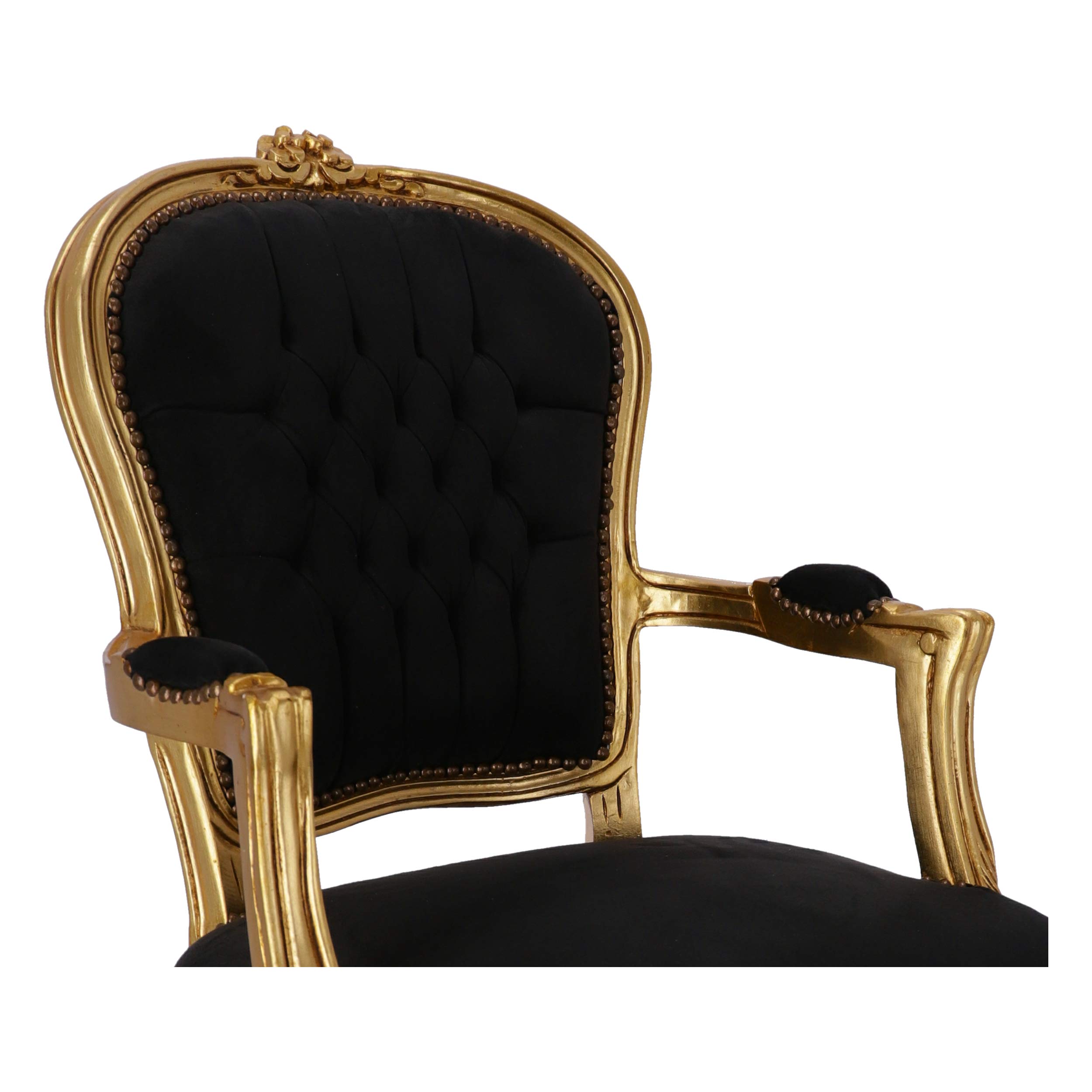 Fauteuil Baroque Luis Feuille Or Velours Noir