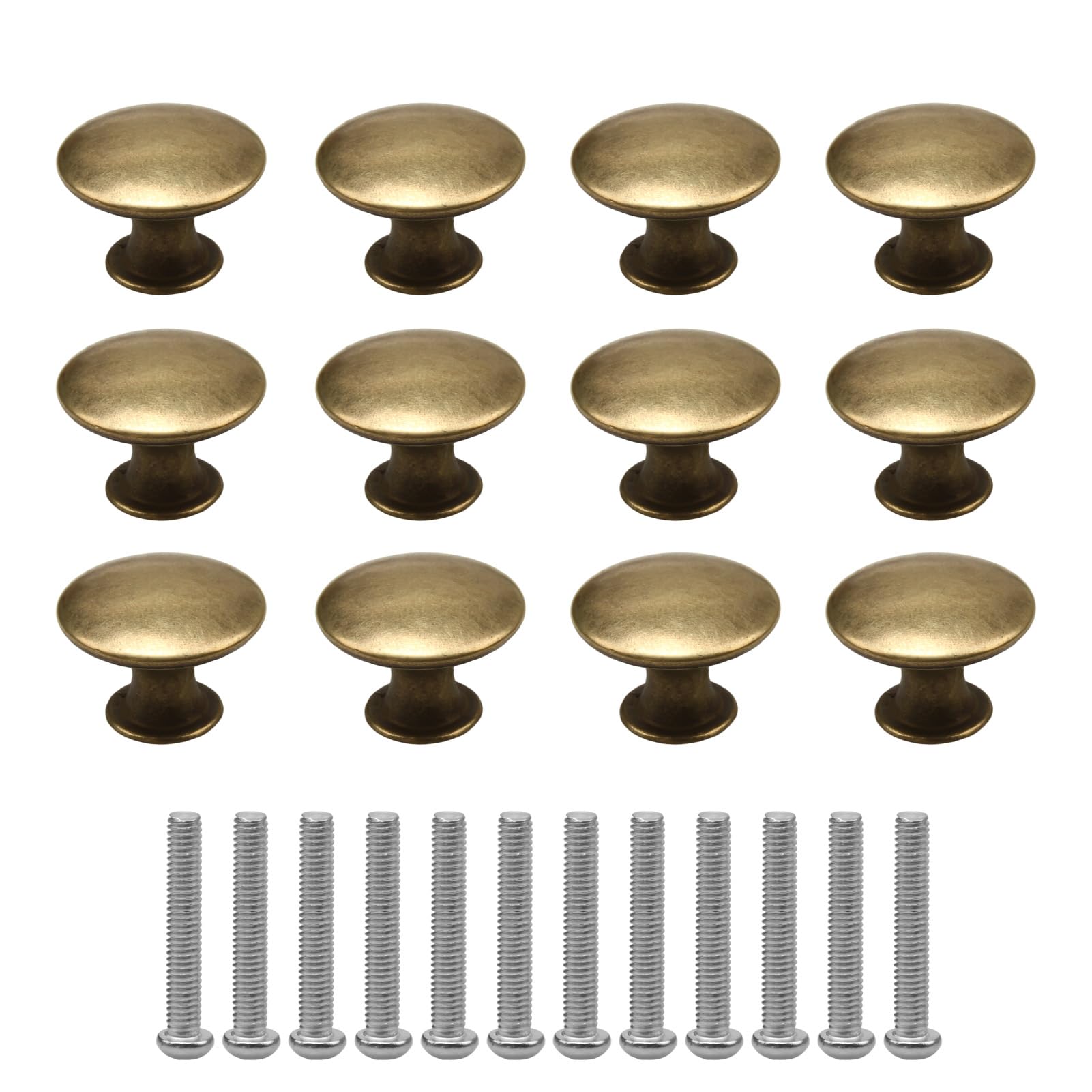 Set di 12 pomelli per mobili vintage in ottone antico, pomello per cassetti in lega di zinco, maniglie rotonde per armadietti, armadi, cassettiere, cucina, bagno, stile chic ed elegante