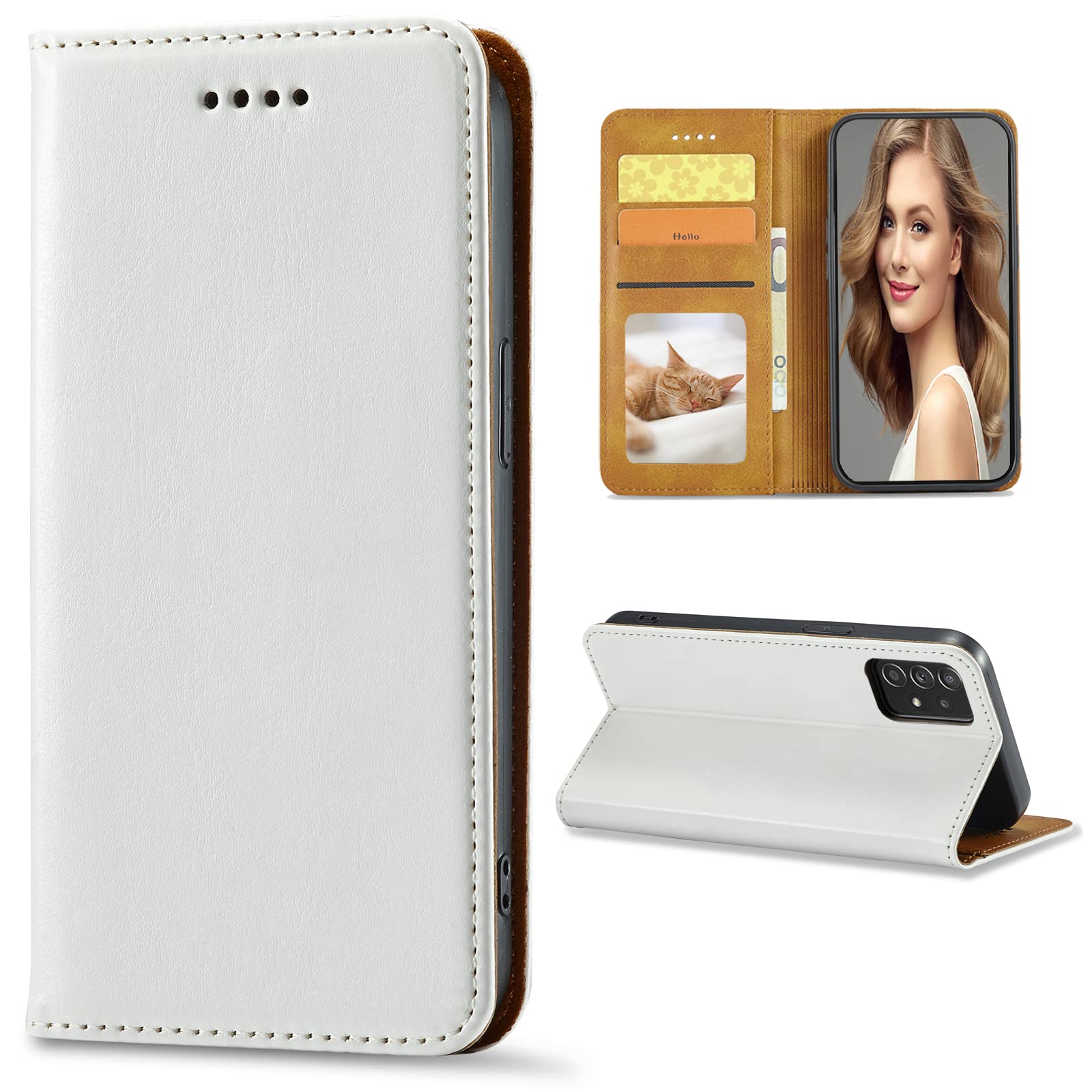 Galaxy A53 5G ケース 手帳型 SCG15 手帳型ケース SC-53C ケース SC53C カバー スマホケース ギャラクシー A53 手帳型 A53 5G case ケース 携帯ケース スマホカバー 携帯カバー肌触り良い PUレザー ストラップホール付き カード収納 財布型 マグネット内蔵 スタンド機能 耐衝撃 全面保護 薄型 軽量 防水 耐摩擦シンプル ビジネス風 大人可愛い 男女兼用 (Sumsung Galaxy A53 5G SC-53C SCG15 6.5inch 対応) ホワイト