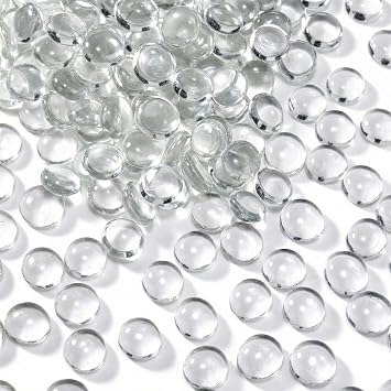 DomeStar 5Lb Flat Glass Marbles, Vase Filler, Glass Pebbles Marbles Bulk for Aquarium Table Scatters Decor
