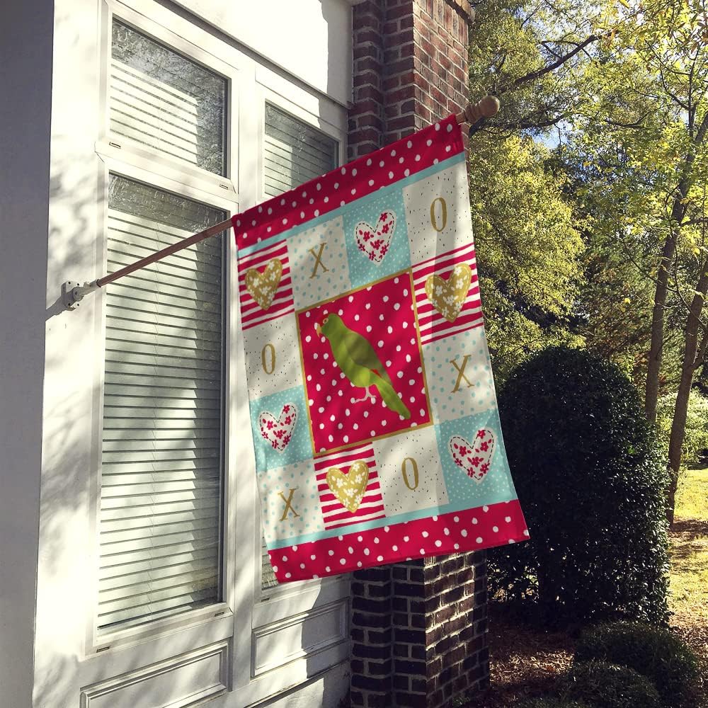 Caroline's Treasures CK5519CHF Amazon Parrot Love House Flag, Red Large Porch Sleeve Pole Decorative Outside Yard Banner Artwork Wall Hanging, Polyester, House Size, Multicolor