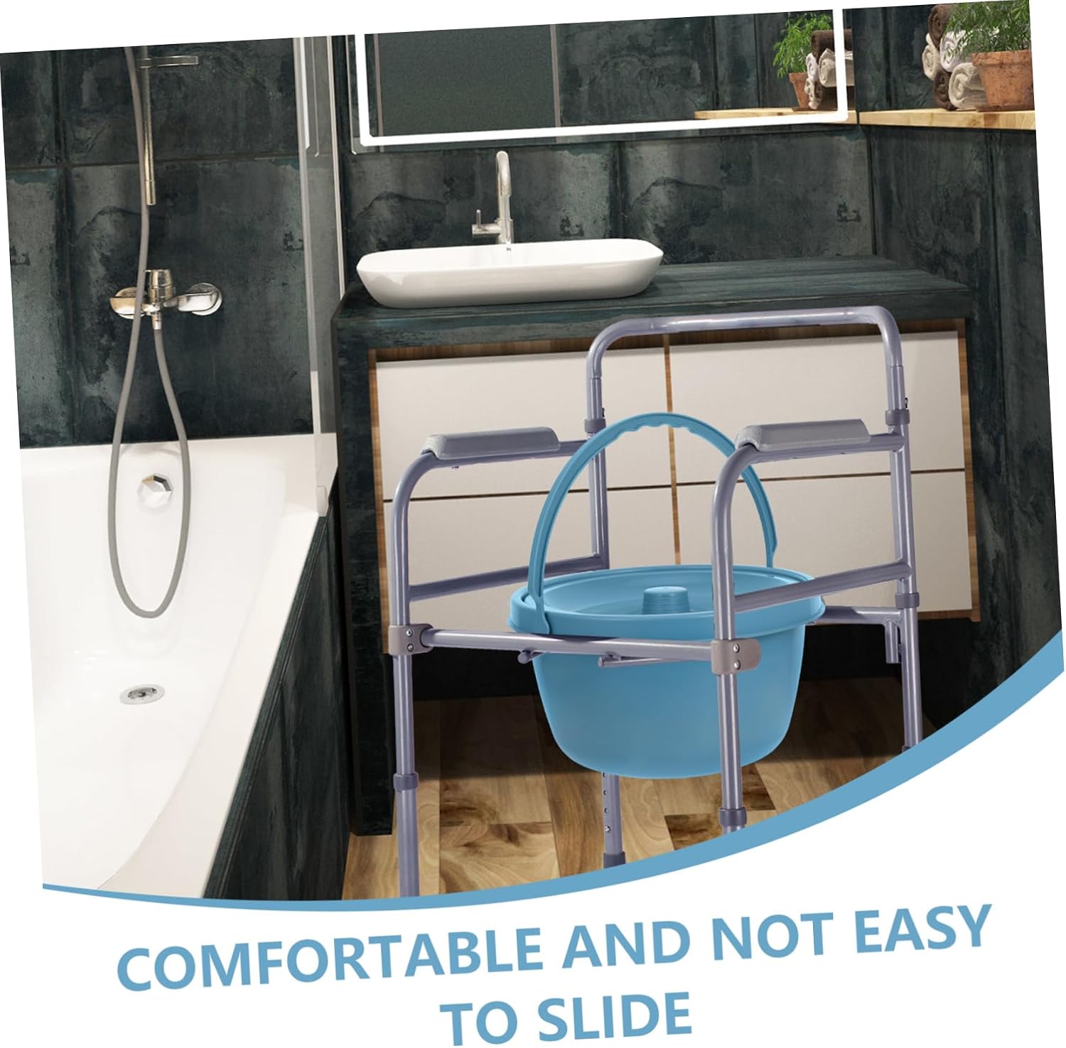 Portable Bedside Commode Bucket with Nonslip Base Emergency Urine Pot for Elderly Unisex Design with Wide Opening and Comfort Padding for Home and Travel Use