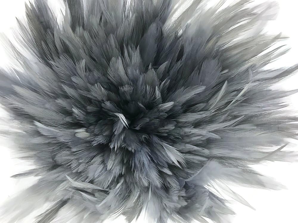 1 Yard – 4-6” Dyed Silver Gray Strung Chinese Rooster Saddle Wholesale Feathers (Bulk) Halloween Costume Fly Tying Craft Supply | Moonlight Feather