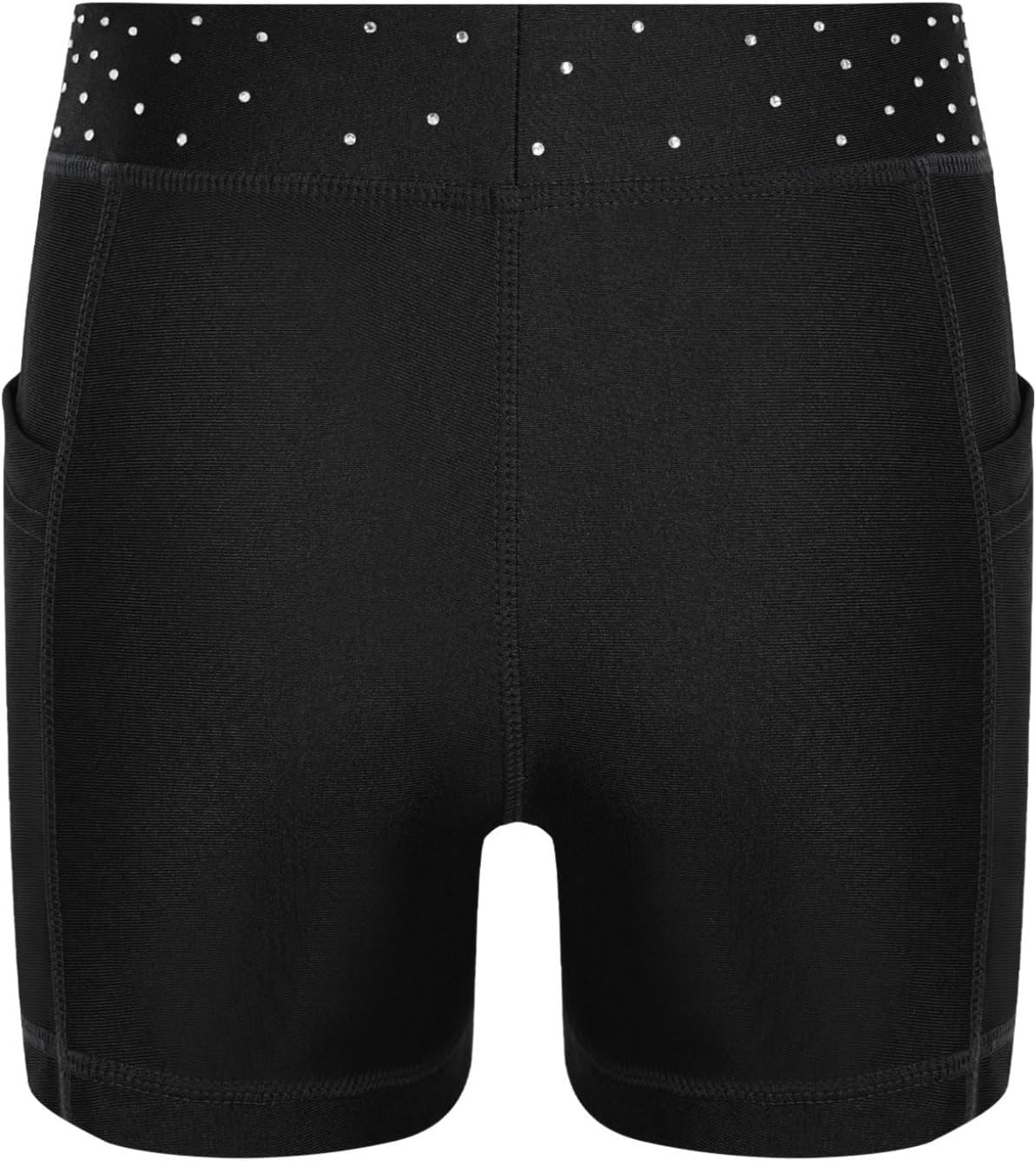 Hansber Kids Girls Sparkle Dance Shorts Shiny Rhinestone Elastic Waist Gymnastics Ballet Stage Bottoms