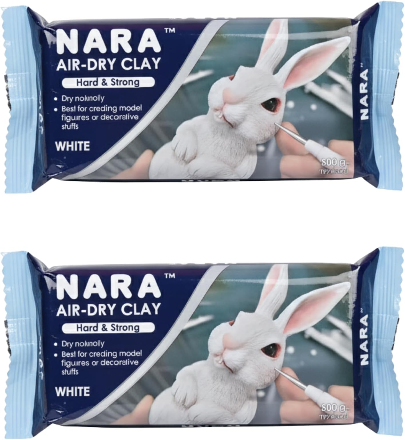 NARA Air-Dry Clay (Hard & Strong), 500g. (1.1 lbs.) Block, for Sculpting and Coating - Easy to Use (White)