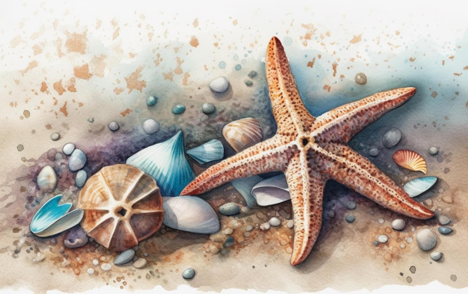 Moohue Starfish And Shells 1 Stamped Cross Stitch Kits For Adults Skull 14Ct Pre Printed Cross Stitch Kits For Beginners (Starfish And Shells 1)