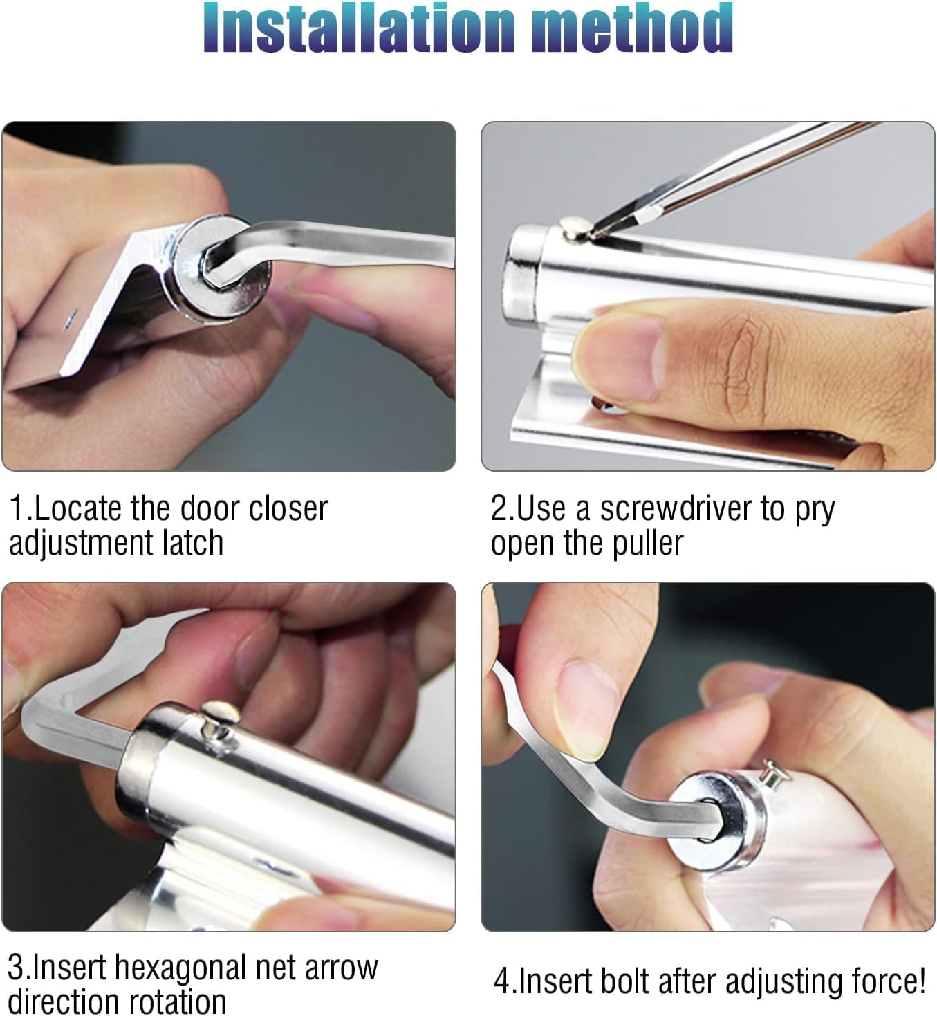 MEBISO Spring Door Closer for Gate Doors – Stainless Steel Self-Closing Hinge with Adjustable Tension – Includes Allen Key & Screws – Automatic Closing for Indoor/Outdoor Use (Spring Door Closers-1) 3