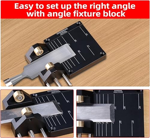 Miniatura 4 de Sistema de guía de afilado de cinceles para carpintería cinceles y planos de 532 a 3 pulgadas, guía de soporte de afilado con accesorio de ángulo de