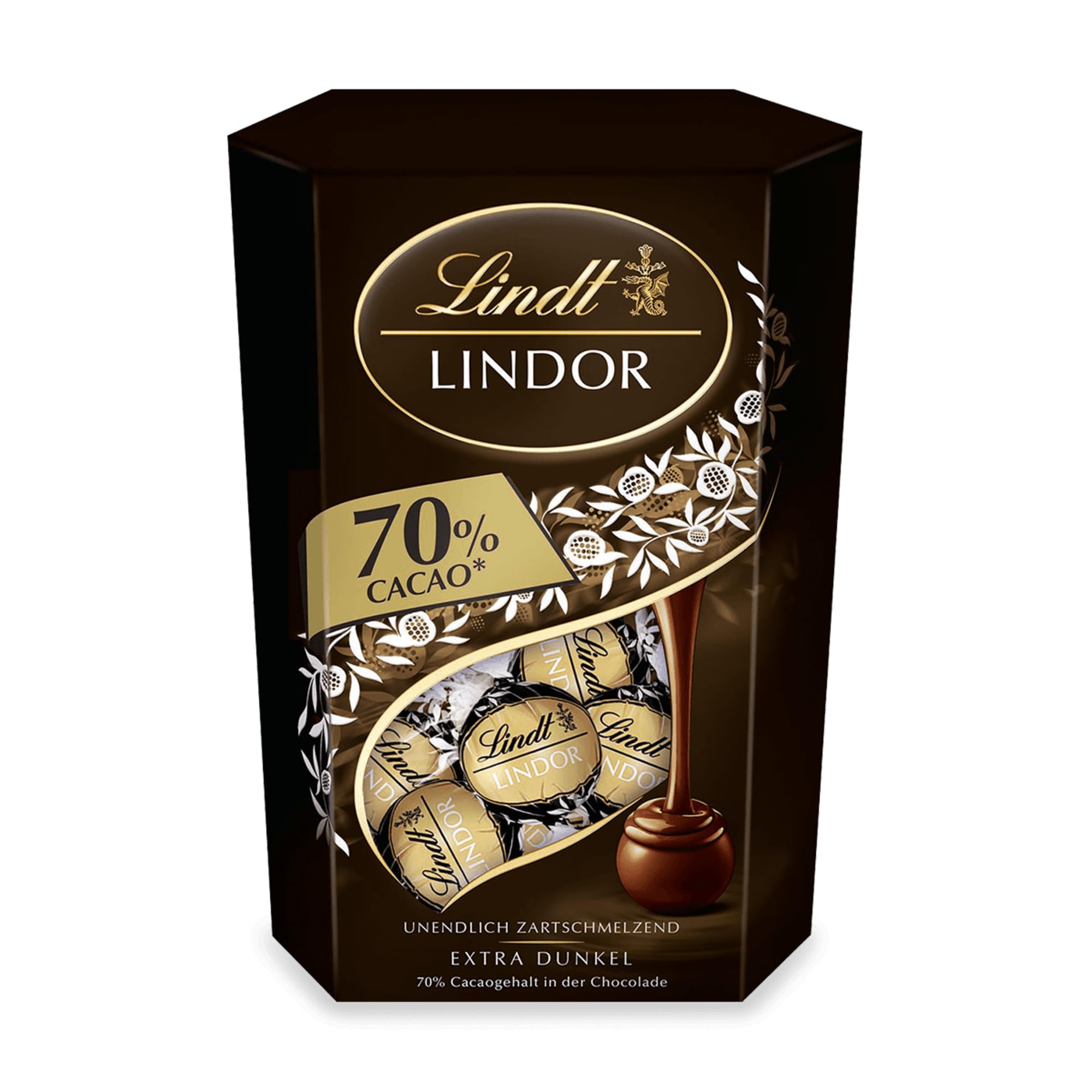 Lindt Schokolade | LINDOR Cornet Dark 70% | 500g | 38 Kugeln in Edelbitterschokolade mit 70% Kakao mit zartschmelzender Füllung | Schokoladen Geschenk