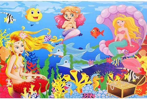 LELEMON Rompecabezas para niños de 4 a 8 años, rompecabezas de sirena de 100 piezas para niños, rompecabezas educativos para niños de 6 a 8 años en