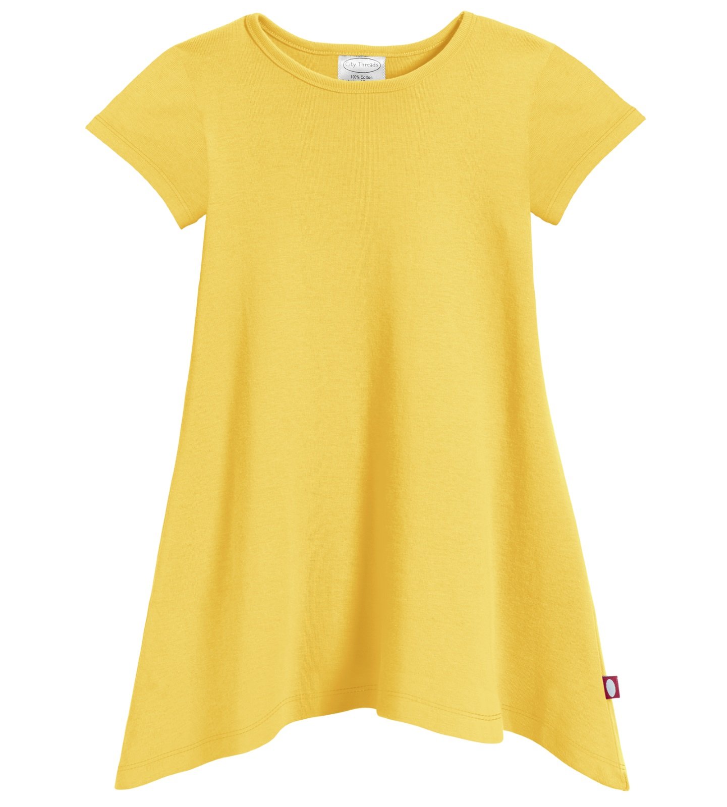 City Threads Girls' Shark Bite Short Sleeve Tunic Top Blouse Shirt Stylish Modern All Cotton