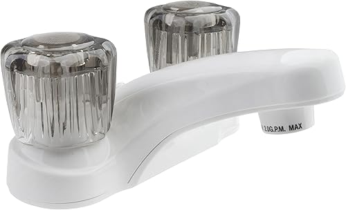 Dura Faucet llave de lavabo de dos manijas, para baño de cámper, motorhomes, tráiler, Blanco
