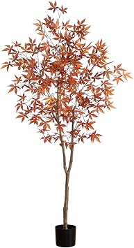 Nearly Natural 6 ft Artificial Autumn Japanese Maple Fall Tree Floor Plant