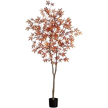 Nearly Natural 6 ft Artificial Autumn Japanese Maple Fall Tree Floor Plant