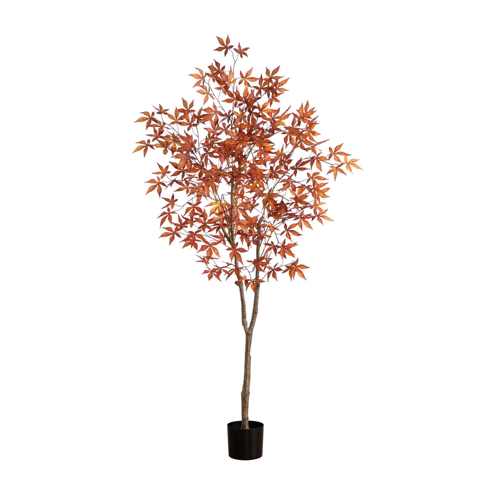 Photo 1 of Nearly Natural 6ft Autumn Japanese Maple Artificial Fall Tree in Black Pot
