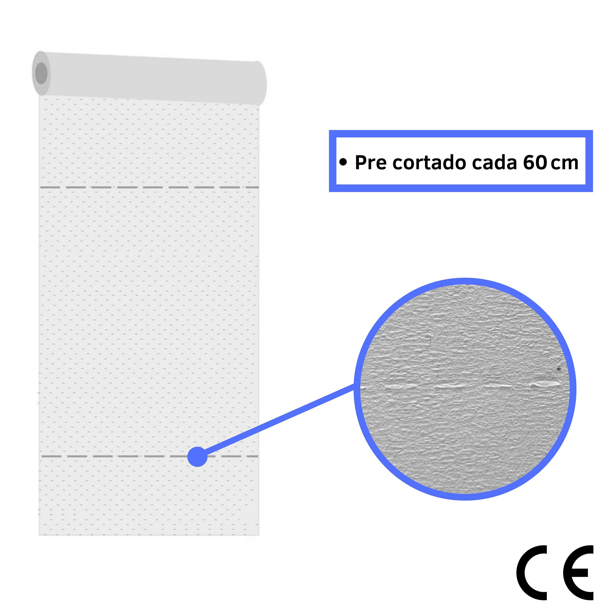 Rollo papel camilla reciclado, precortado y suave para centros de masaje, sanidad, estética o fisioterapia (6 unidades)