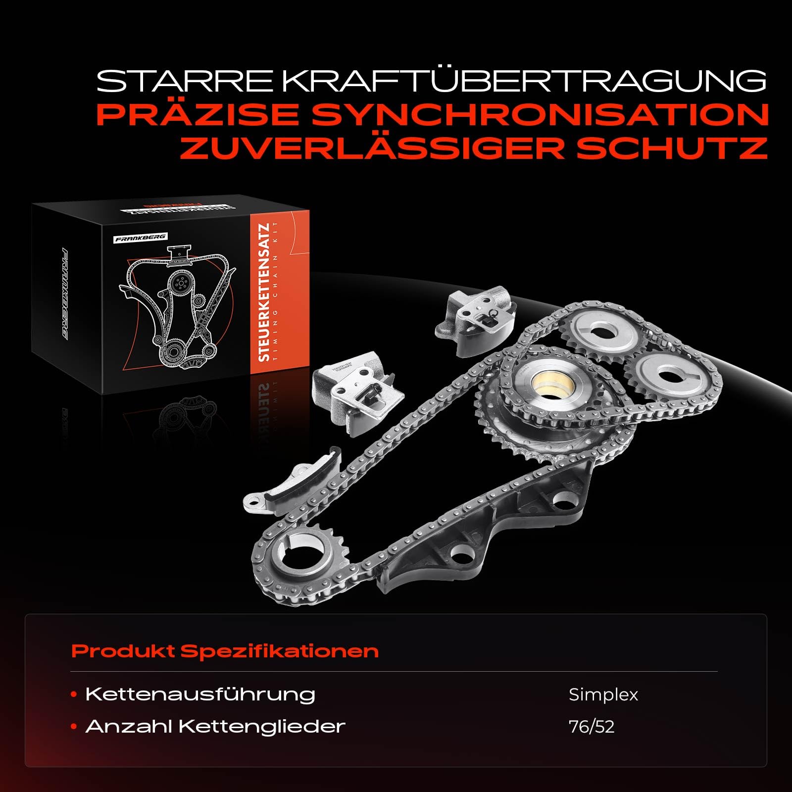 Frankberg Steuerkettensatz Kompatibel mit Micra II K11 1.0i 1.3i 1.4i 16V Benzin 1992/08-2003/02 1302899B00