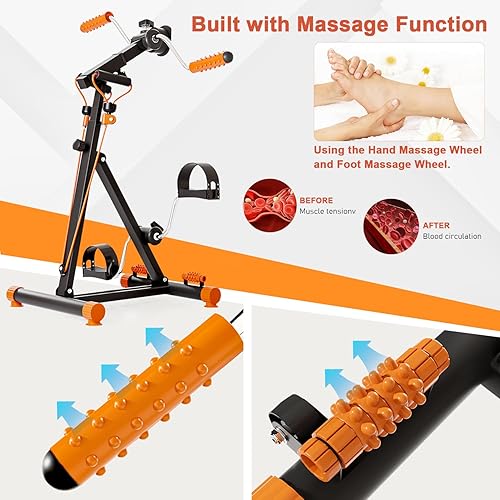 Miniatura 3 de Dskeuzeew Bicicleta ejercitadora de pedales, mano, brazo, pierna y rodilla, bicicleta de ejercicio de terapia física y pierna, equipo de