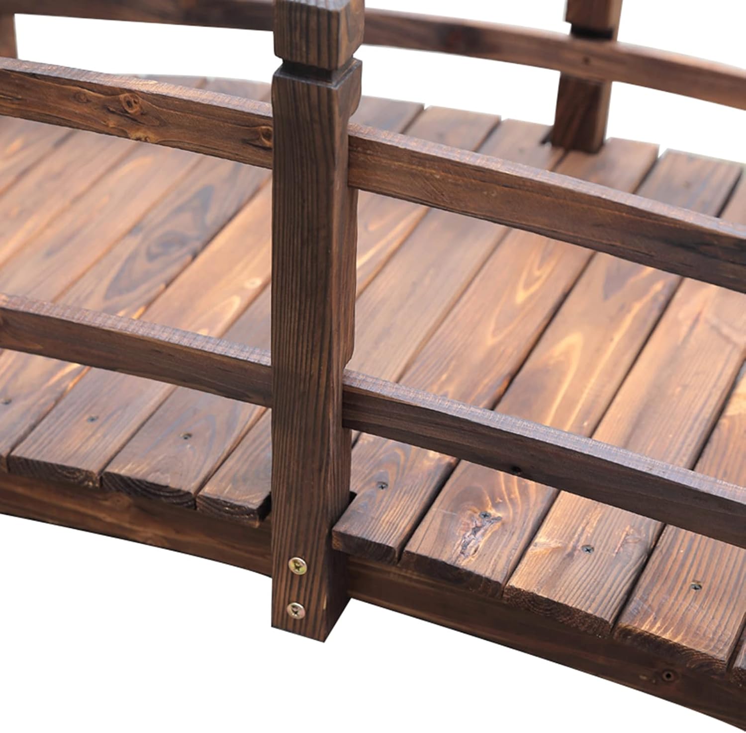 Outdoor Yard Wooden Bridge Arc Solid Wood Garden Bridge 4.6ft/ 5ft, Outdoors Pond Bridge Walkway with Side Railing, Decorative Landscape Footbridge for Lawn Creek Yard Farm(Size:1.4m/55'' Long)