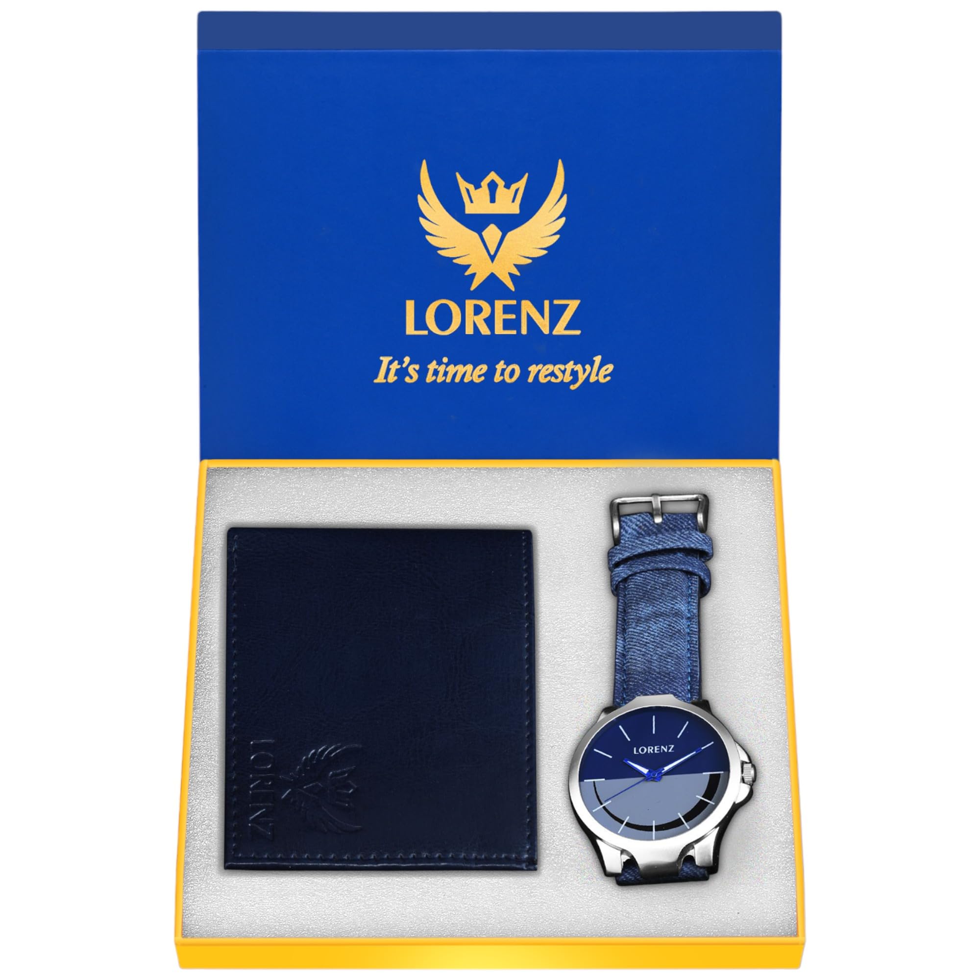 LORENZ Luxury Analog Men's Watch (Blue Dial Blue Colored Strap)