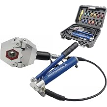 Hydraulic AC Crimping Tool AC Hose Crimper Manual Kit for High Pressure Air Conditioning Barbed Wire and Bead Hose Fittings Auto Repair Tool IG-7842M w/Manual Pump