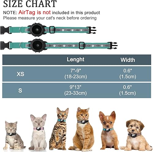 Miniatura 6 de FEEYAR - Collar reflectante para gatos AirTag collar para gatos con GPS integrado con soporte para Apple Air Tag y campana collares de seguridad