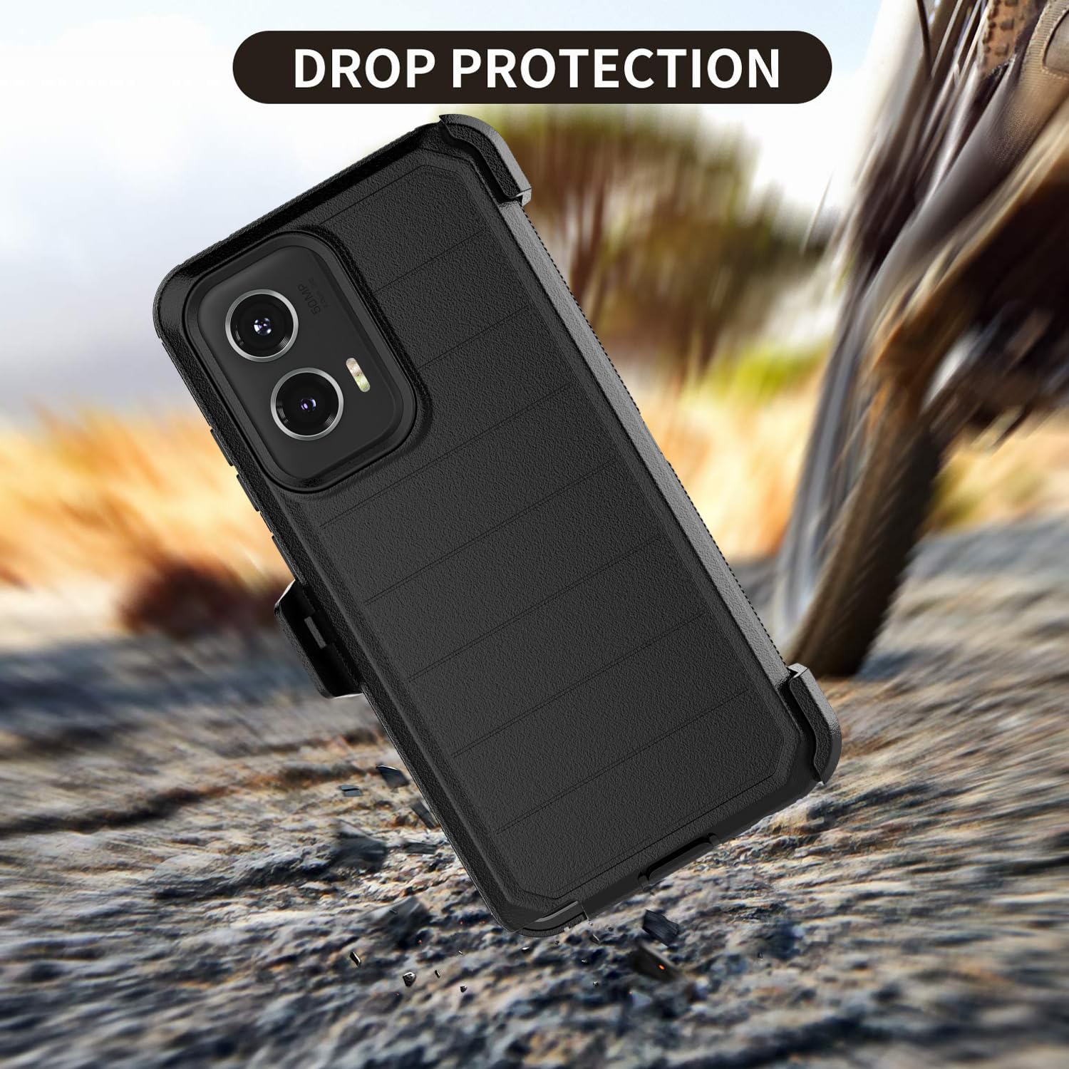 Funda para Moto G Stylus 5G 2024, para Motorola G Stylus 2024 5G con clip para cinturón, funda para teléfono [protector de pantalla integrado], protector de soporte, resistente, a prueba de
