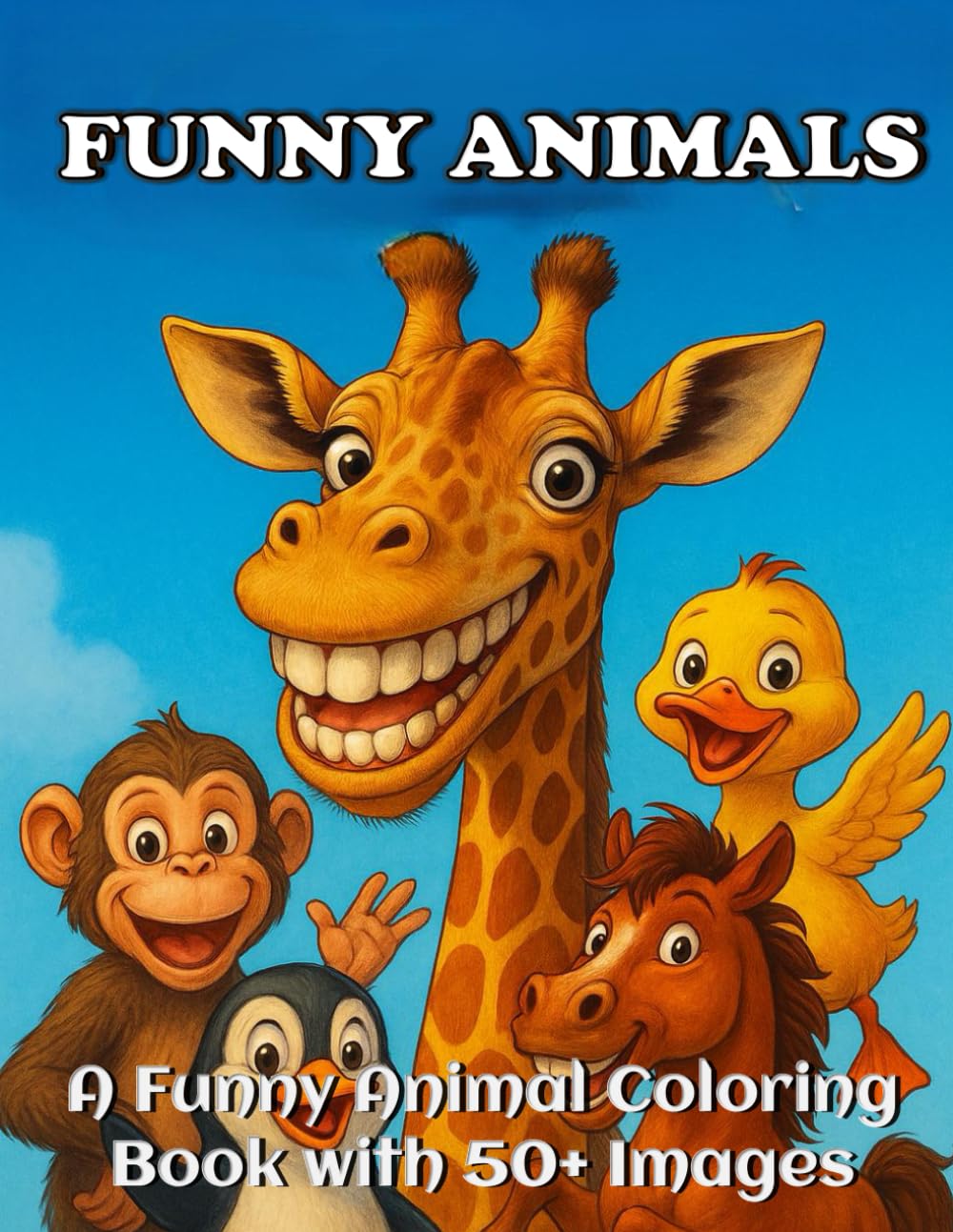 Funny Animals Coloring Book for Adults and Teens: 50+ Whimsical and Hilarious Animal Illustrations for Relaxation, Stress Relief, and Fun