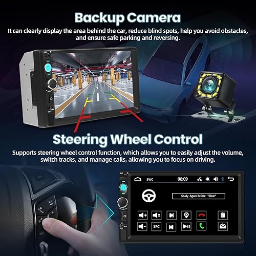Miniatura 7 de NHOPEEW Estéreo Bluetooth de doble DIN para coche, pantalla táctil de 7 pulgadas, enlace de espejo para Android, iOS, EQ AudioRadio FMControl del