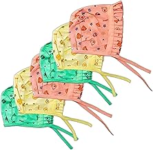 Newborn Baby Cotton Cap, Soft Breathable Bonnet with Tie Knot for Boys and Girls, 0-2 Months, Pack of 6 Multicolour