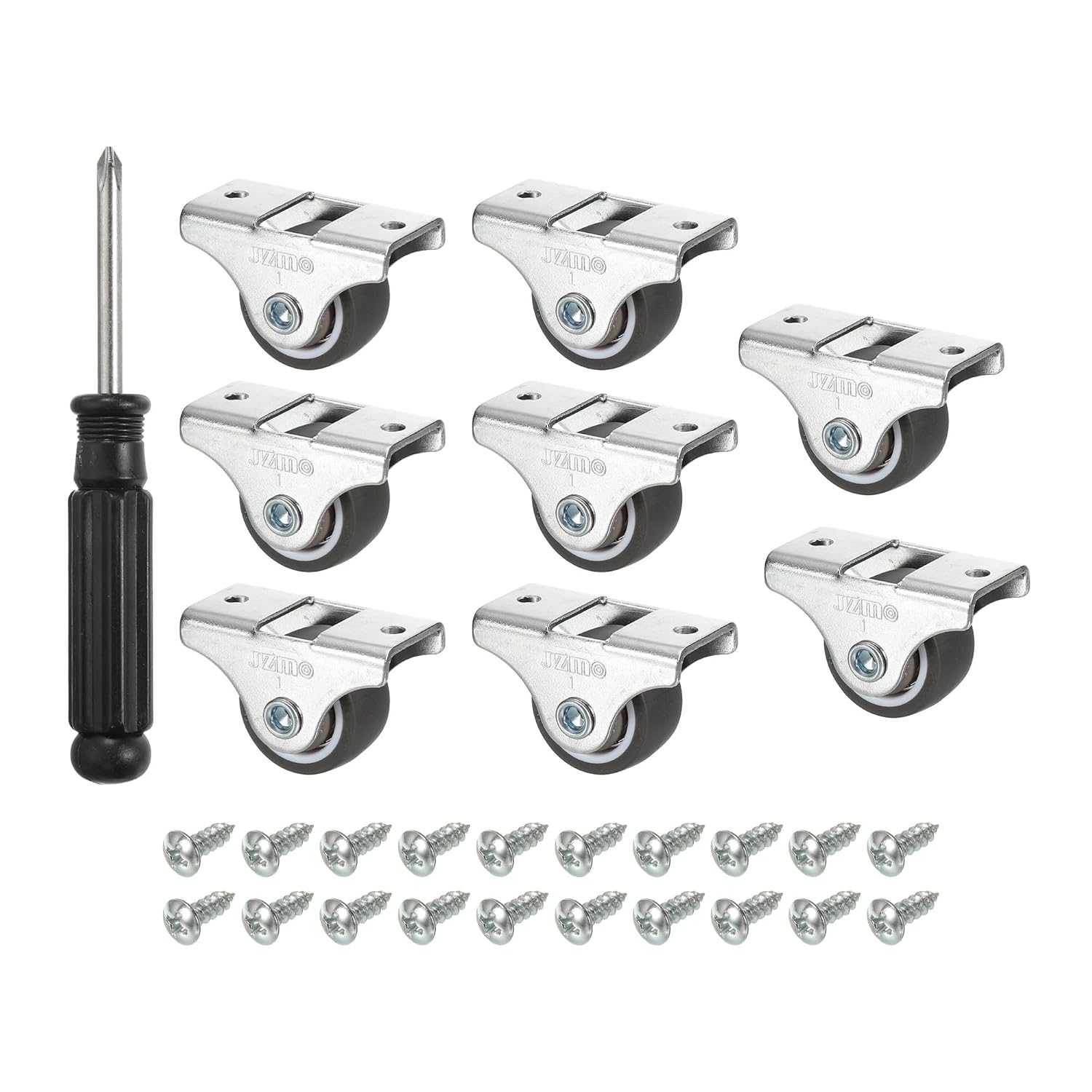 PATIKIL Mini Fixed Caster Wheel 1.5", 8 Pack TPE Rigid Roller with Bearing Metal Top Plate Screws for Furniture Small Cart, Brown