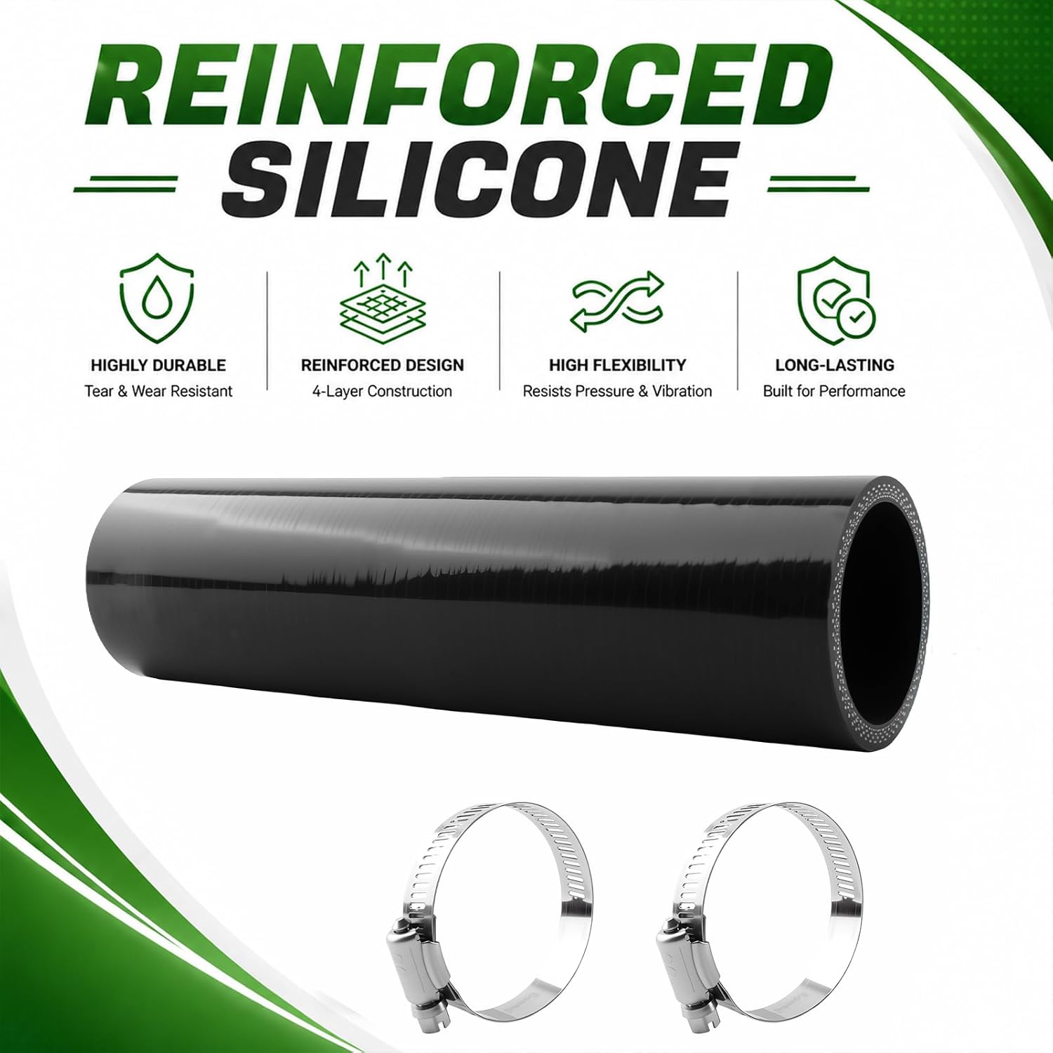 ID 1.75" Silicone Radiator Hose Coupler,8" 4‑Layer Reinforced Coolant Hose