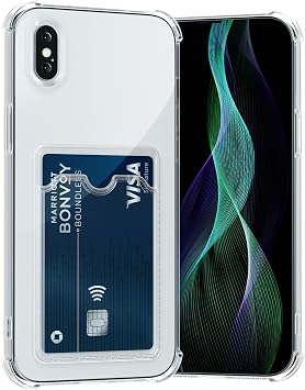 İphone XR İle Uyumlu Yüksek Kalite Özel Kartlıklı Şeffaf Telefon Kılıfı – Arka Cepli Cüzdanlı Silikon Koruyucu Kapak, Darbe Emici Esnek TPU, Günlük Kullanıma Uygun SZR03