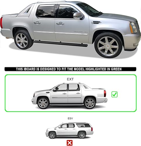 Miniatura 2 de APS Estribos (barras laterales y escalones laterales) compatibles con Cadillac Escalade EXT 2002-2013 (recubrimiento en polvo negro de 5 pulgadas)