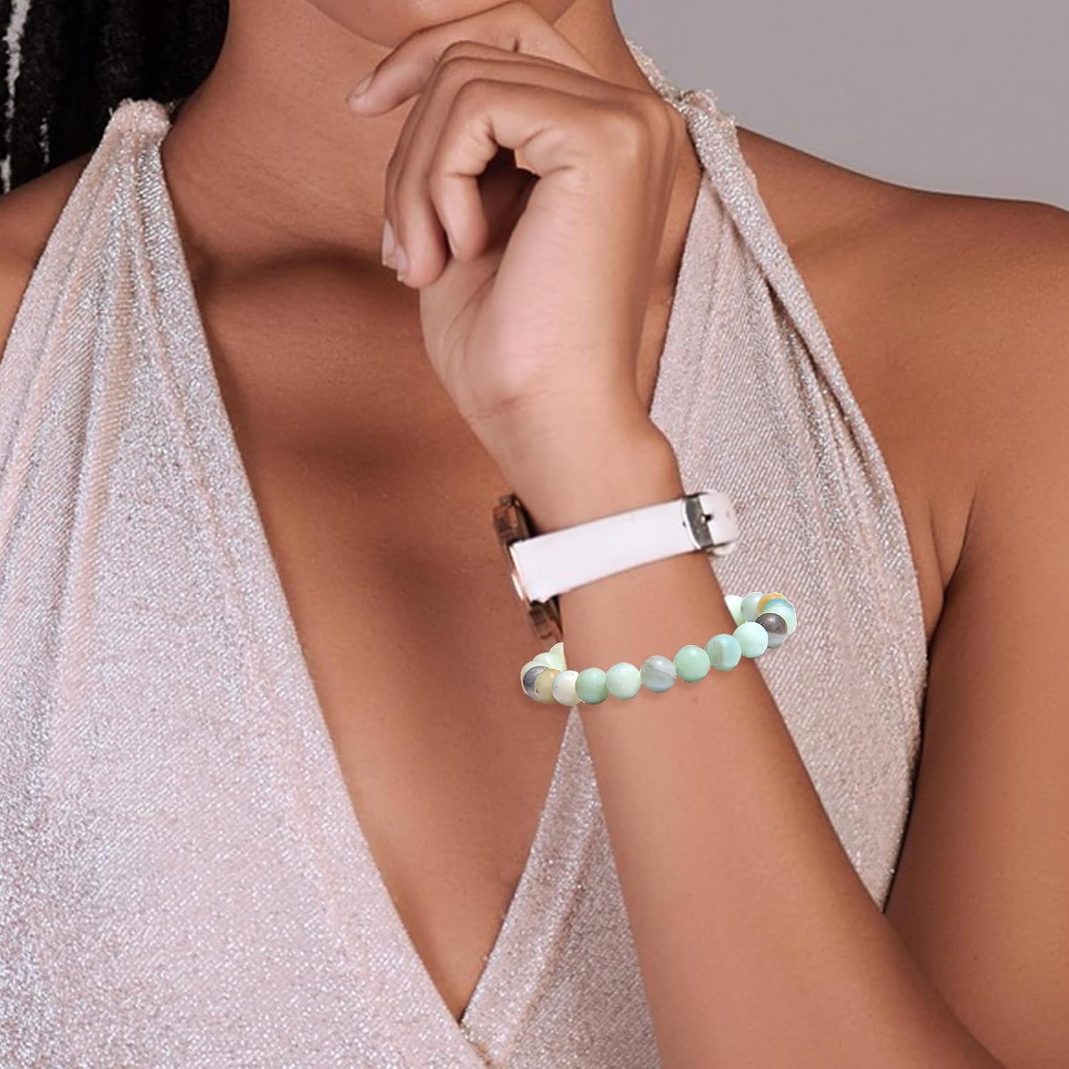 YVVLEE 9 Pcs Crystal Stone Bracelets for Women Men Semi-Precious Gemstone Beaded Bracelets 8mm Natural Stone Beads Bracelet Protection Anxiety Spiritual Stretch Bracelets Set Jewelry - Image 5