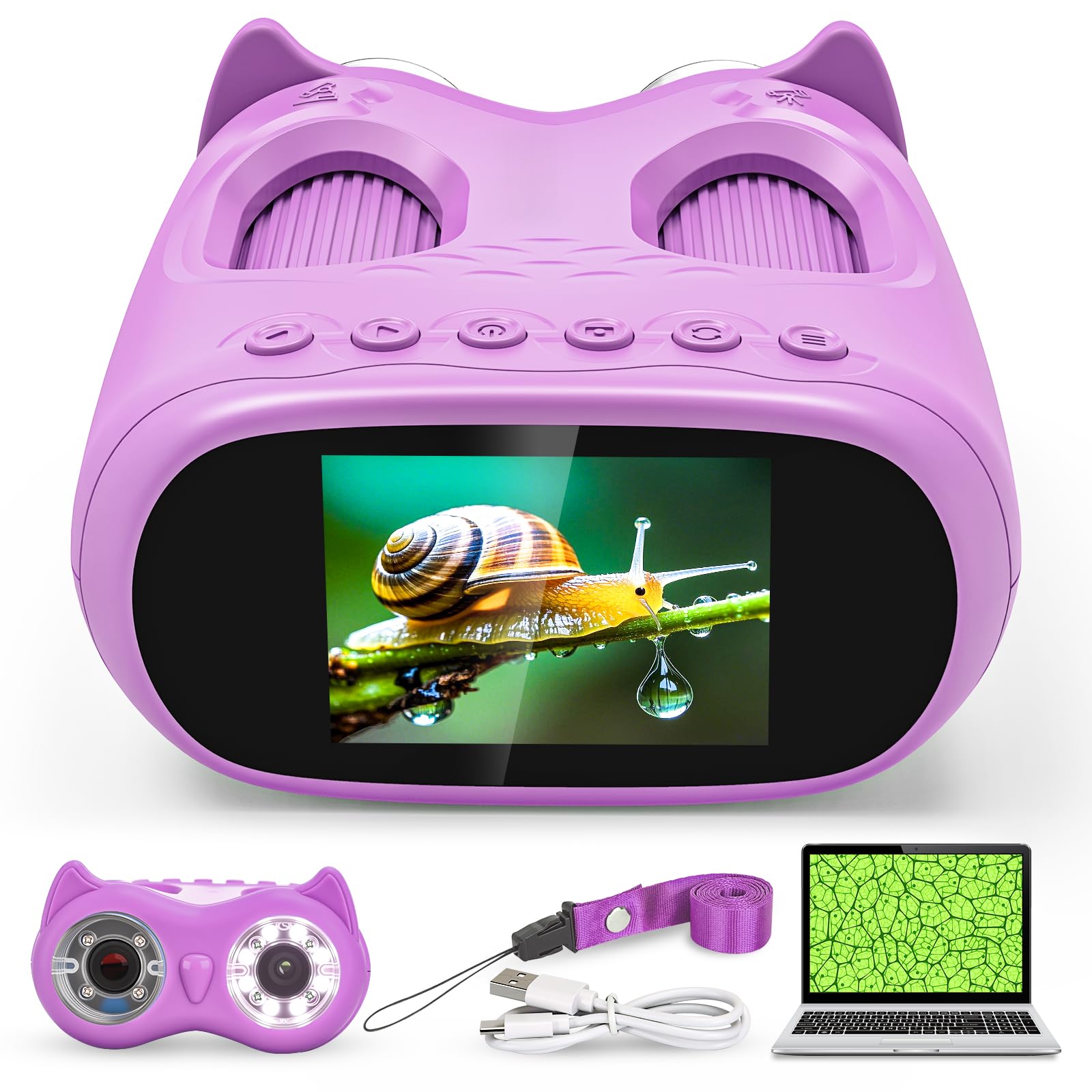 ASPOVEN 2-in-1 Digital Microscope and Telescope for Kids, 1000x Portable Pocket Microscope for Kids with 2.0" HD Screen, Photo and Telescope Features – Perfect as Christmas or Birthday Gift (Purple)