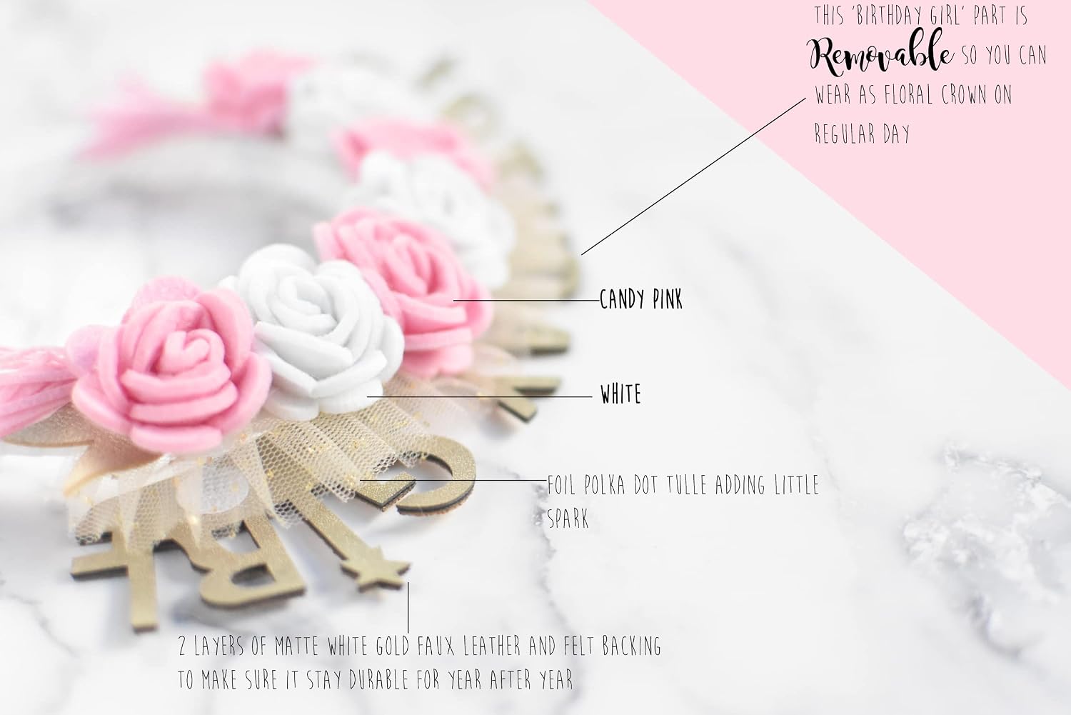 California Tot Toddler Birthday Girl Floral Headband image 2
