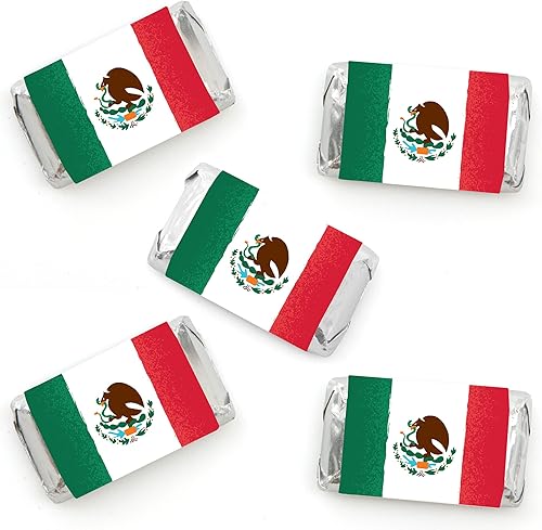 Big Dot of Happiness Viva México - Mini pegatinas de barra de caramelo - Fiesta del Día de la Independencia mexicana pequeños favores - 40 unidades
