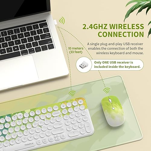 Miniatura 2 de Combo de teclado y mouse inalámbricos USB de 2.4 GHz, ultrafino, compacto, silencioso, retro, juego de teclado y mouse para computadora de oficina,