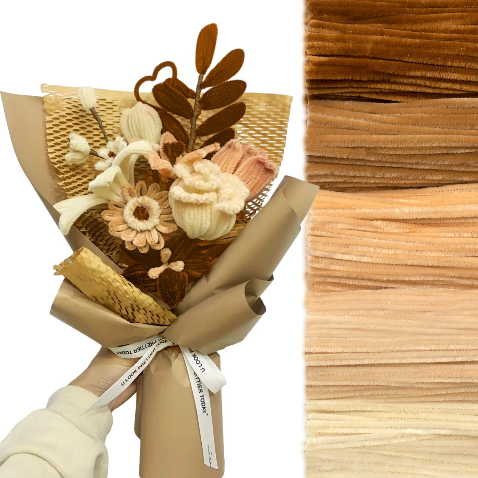 Peryiter 500 Pieces Pipe Cleaners Chenille Stems 12 Inch Craft Supplies Bulk for DIY Art and Craft Projects Creative Gift Wrapping Party Decorations(Boho Color)