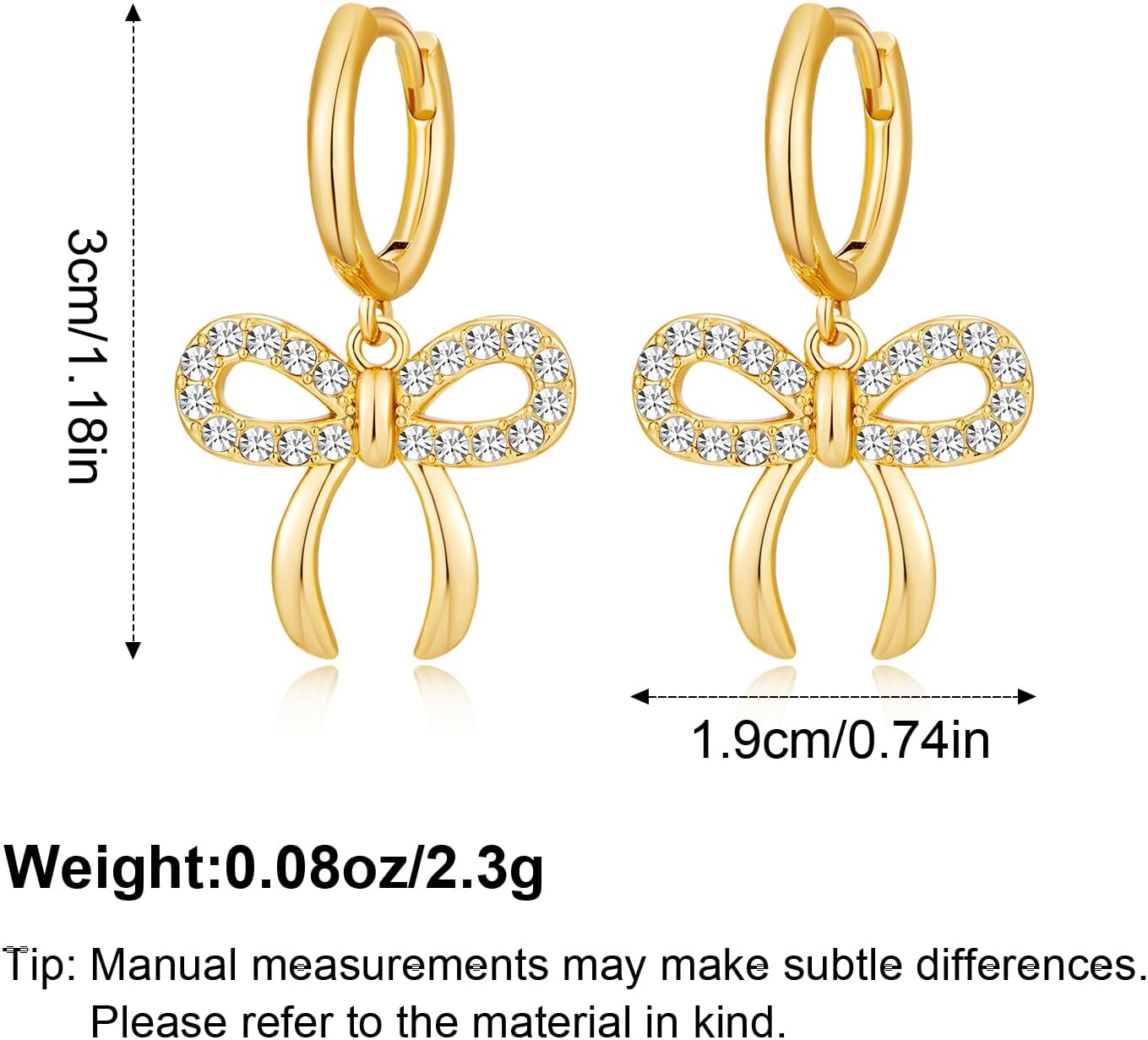 Dainty Bow Hoop Earrings for Women Gold Plated 1/2” Small Huggie Hoops Cute Jewelry Gift for Her - Image 4