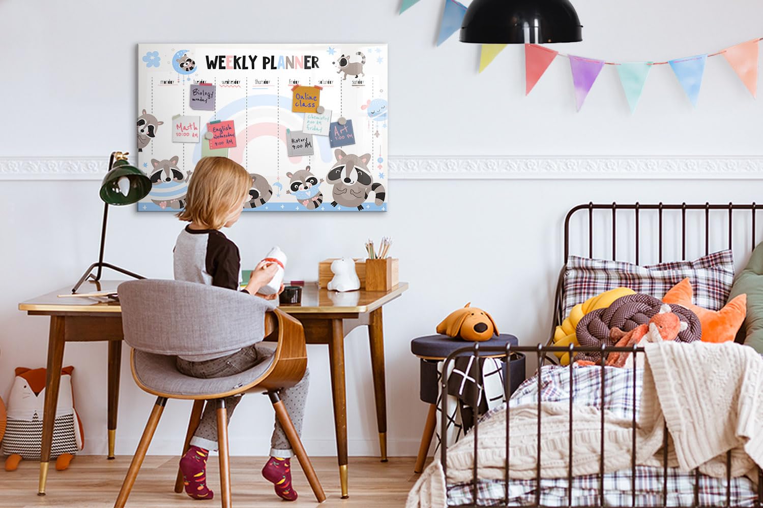 Lavagna da Parete Magnetica in Vetro | Include Magneti, Pennarello e Gomme | Ideale per Ufficio, Casa, Studio e Task Planning - 90x60 - Agenda settimanale per bambini