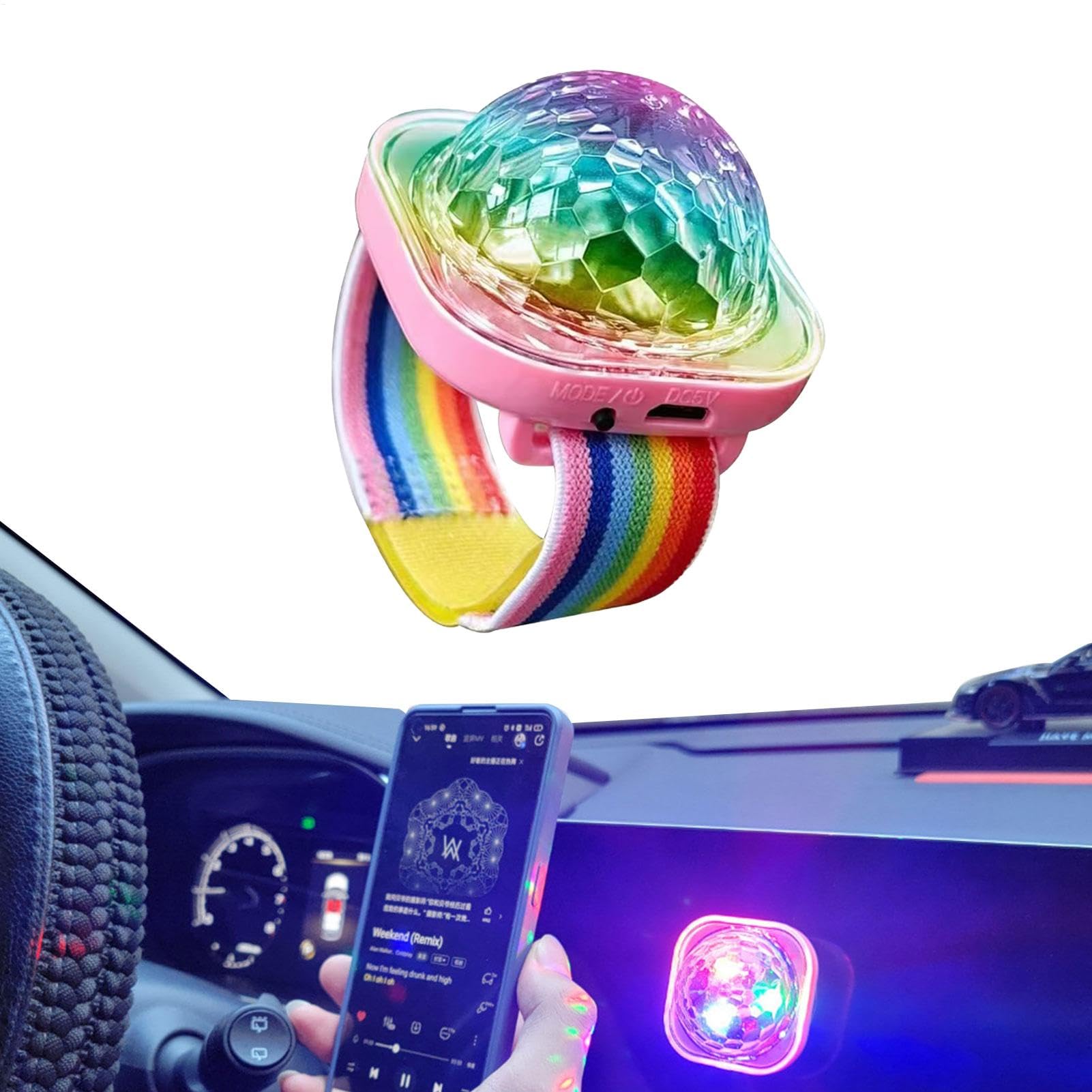 DAWCBVJQ Disco Wristband Kids - Sound Activated LED Light Clock, Portable Colorful Flashing Atmosphere Lights, Wearable Disco Ball Effects